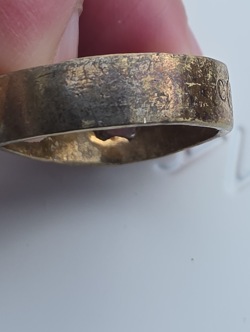 Antique Old Mine Cut Buttercup Style Bronze Ring Belcher Setting - Picture 13 of 15